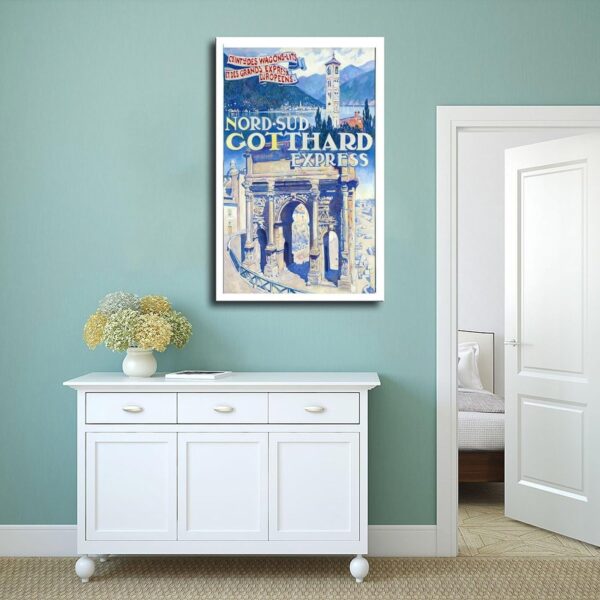 ZJIXAOSD Affiche rétro Gotthard Express décoration murale-3
