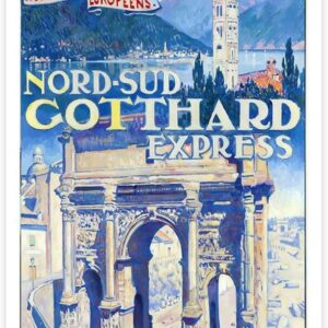 ZJIXAOSD Affiche rétro Gotthard Express décoration murale-0