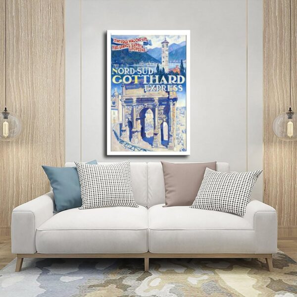 ZJIXAOSD Affiche rétro Gotthard Express décoration murale-4