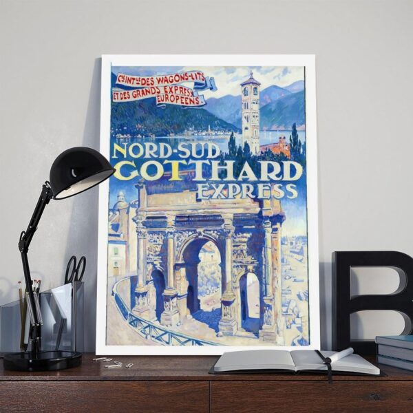 ZJIXAOSD Affiche rétro Gotthard Express décoration murale-7